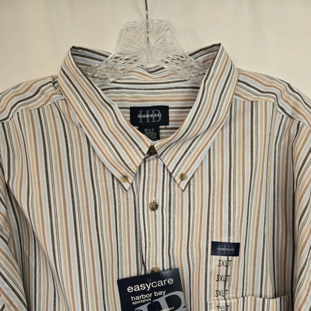 Harbor Bay Striped Short Sleeves Spring Button Down Size 3XLT